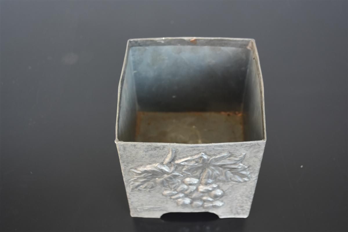 Art Nouveau Pewter Flowerpot With Grape Clusters 1900 photo for sale