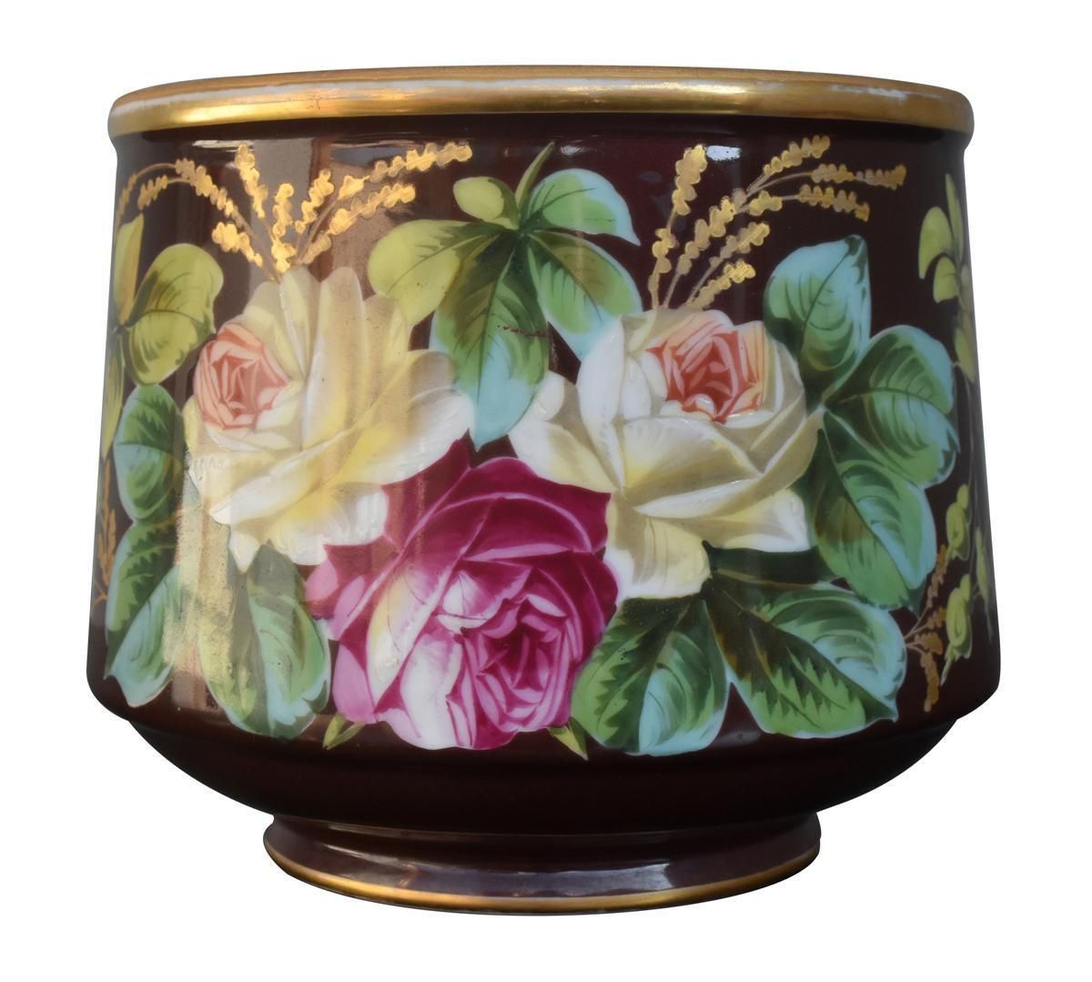Cachepot Pot 1900 Painted Porcelain