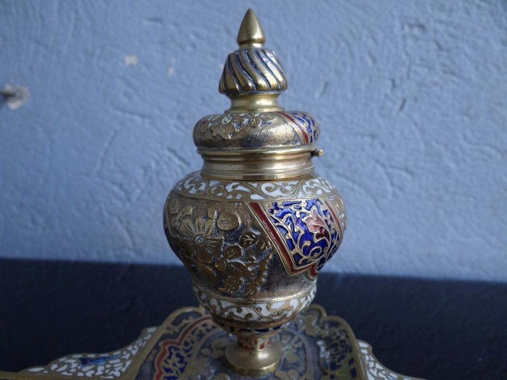 photo vinterior Inkwell In Bronze And Cloisonné Of Paris Napoleon III