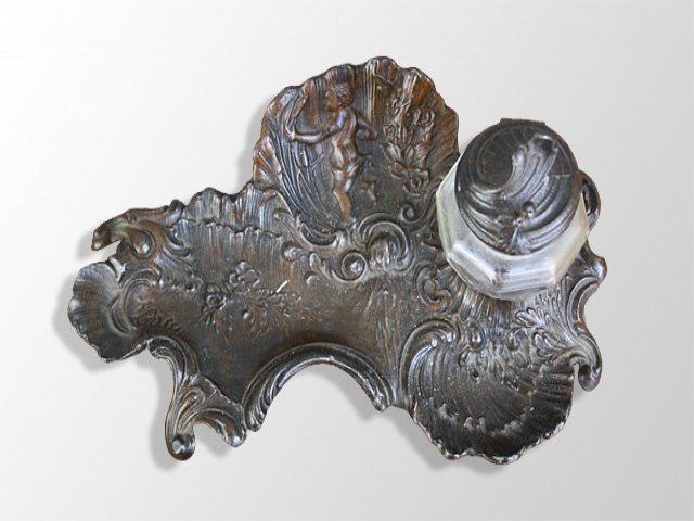 photo buy Rocaille Style Pewter Inkwell For Baby