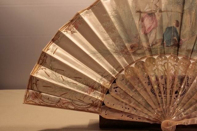 Mother Of Pearl And Painted Silk Fan, Xi Xth Century photo Art