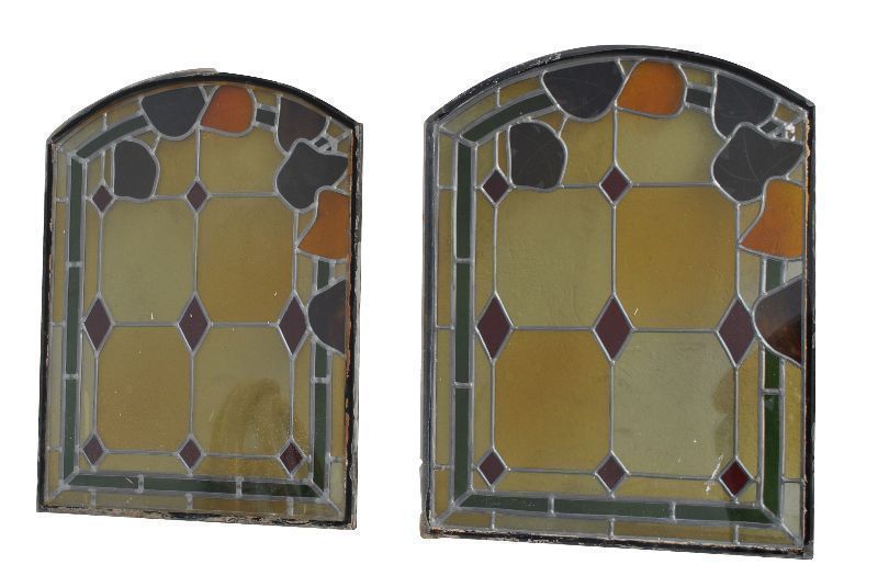 Stained Glass Window With Geometric Shapes Birds