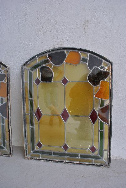 Stained Glass Window With Geometric Shapes Birds photo Home Fixtures