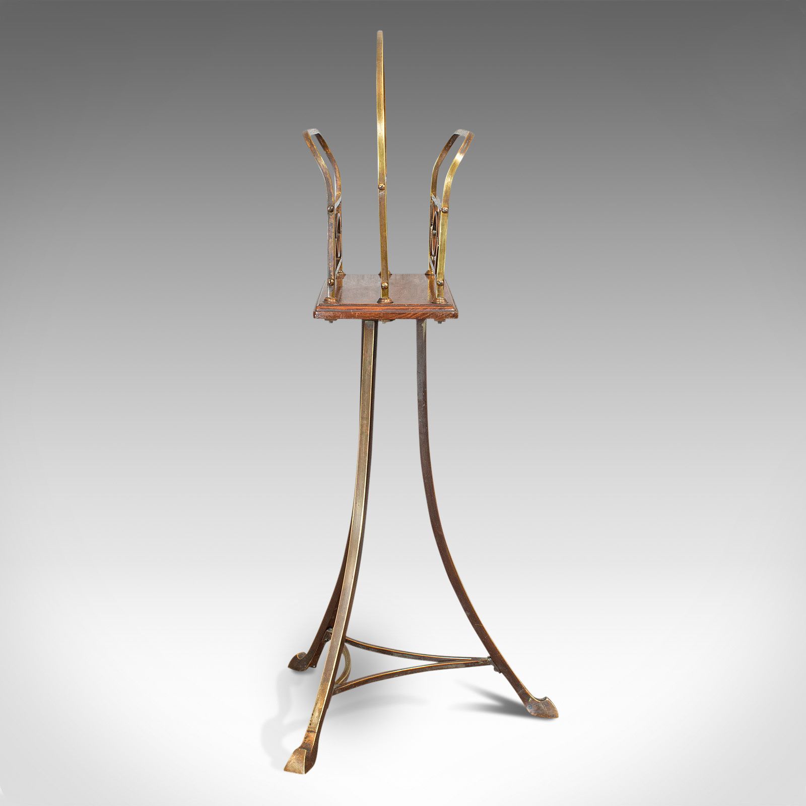 Antique Newspaper Stand, French, Walnut, Brass, Magazine, Music Rack, Victorian photo Home Decor