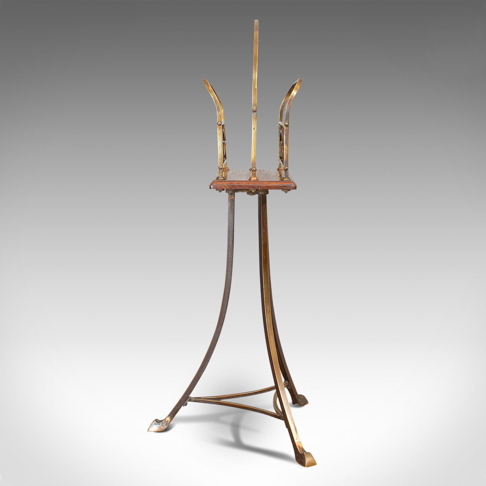 Antique Newspaper Stand, French, Walnut, Brass, Magazine, Music Rack, Victorian photo 1195.0