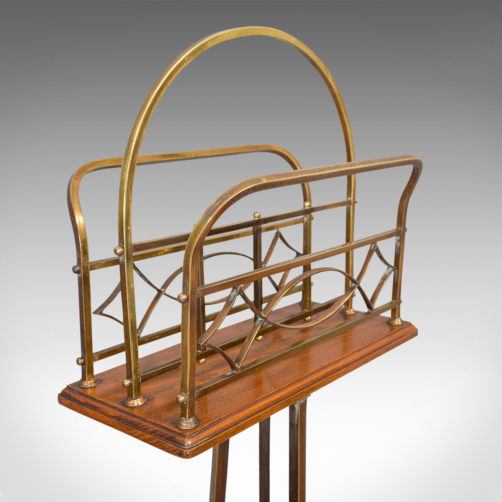 photo furniture Antique Newspaper Stand, French, Walnut, Brass, Magazine, Music Rack, Victorian