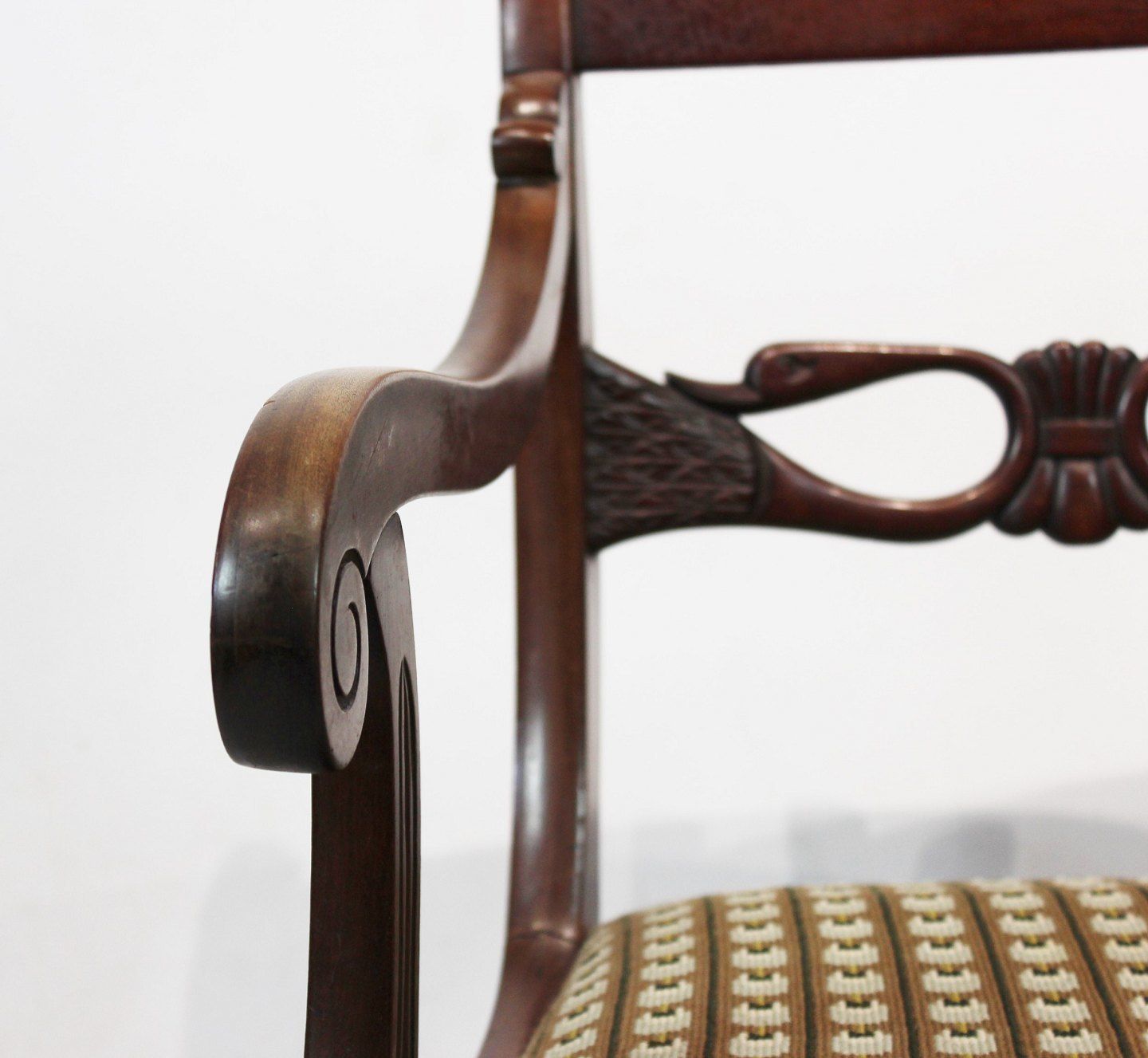 A Pair Of Mahogany Late Empire Armchairs, Upholstered In Dark Green Fabric From The 1860s. photo buy