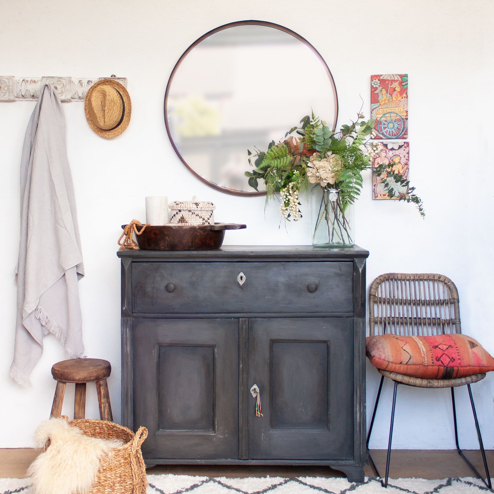 Vintage Black Wooden Cupboard photo vinterior