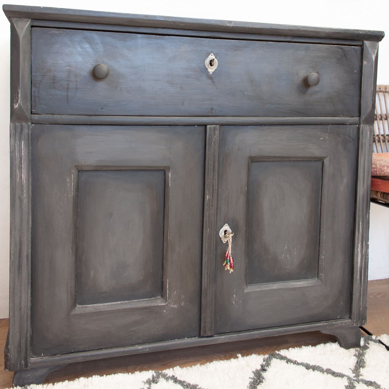photo for sale Vintage Black Wooden Cupboard