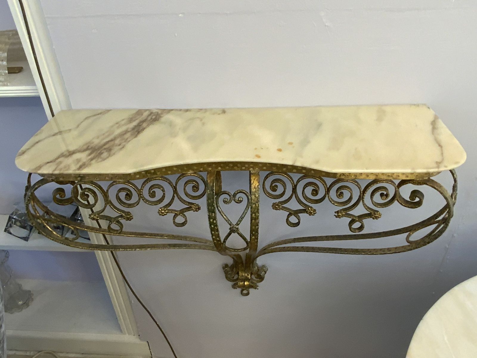 Italian Marble Top And Gold Leaf Metal 1940’s Console Table By Pierluigi Colli photo Furniture
