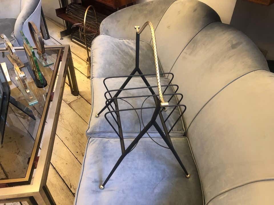 Mid Century Modern Metal And Brass Italian Magazine Rack, Circa 1950 photo Home Decor