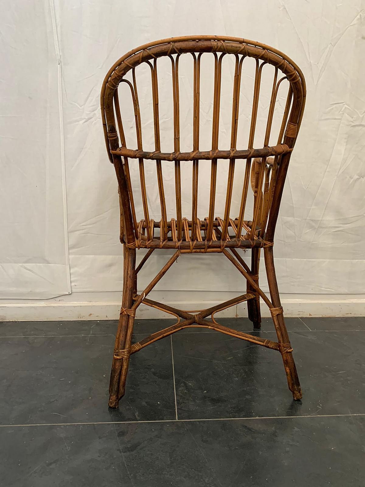 Italian Armchair In Bamboo And Wicker, 60s photo Garden Furniture