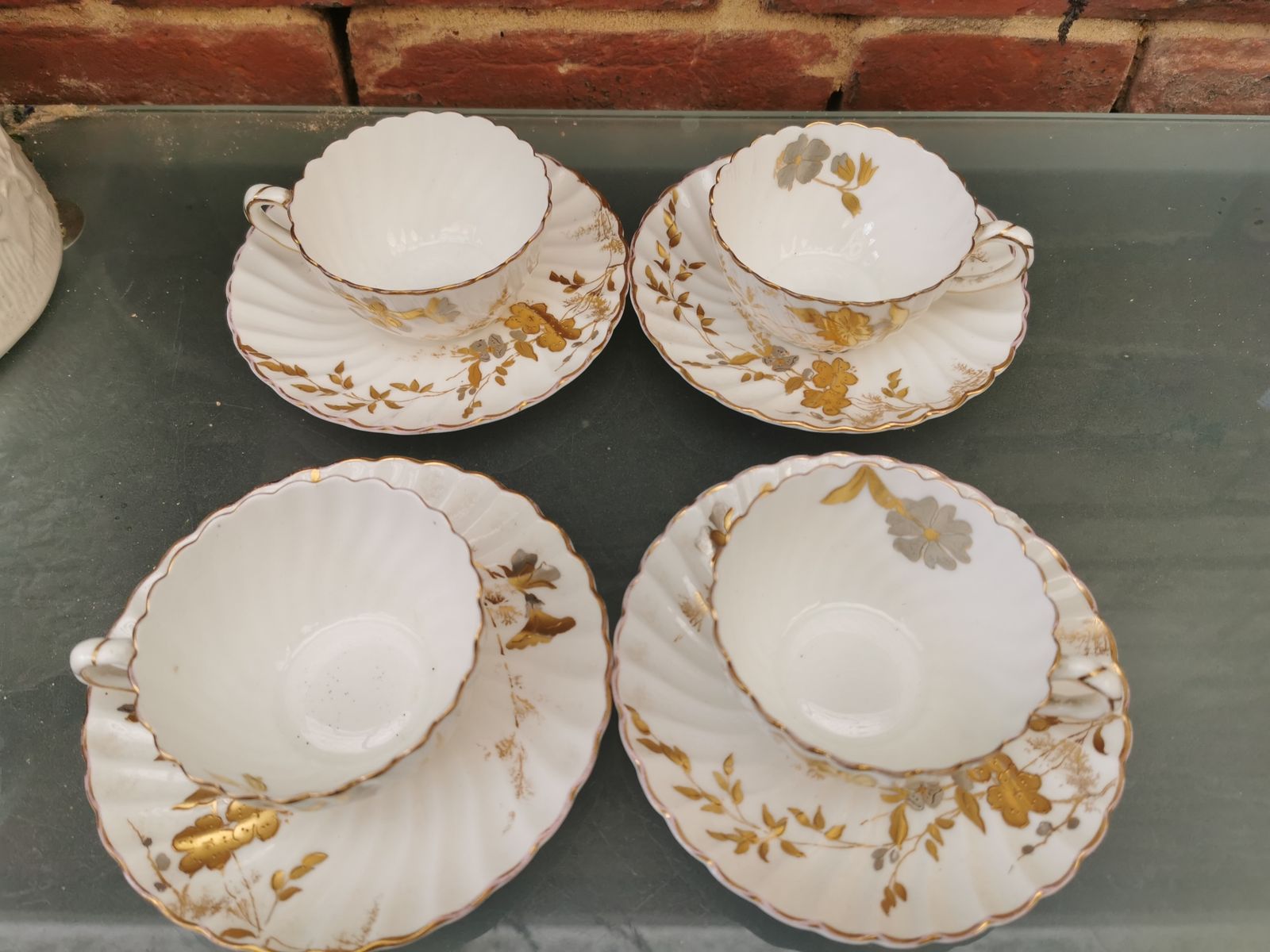4 Bishop And Stonier Antique Ogier Demi Tasse Coffee Cups And Saucers photo Home Decor