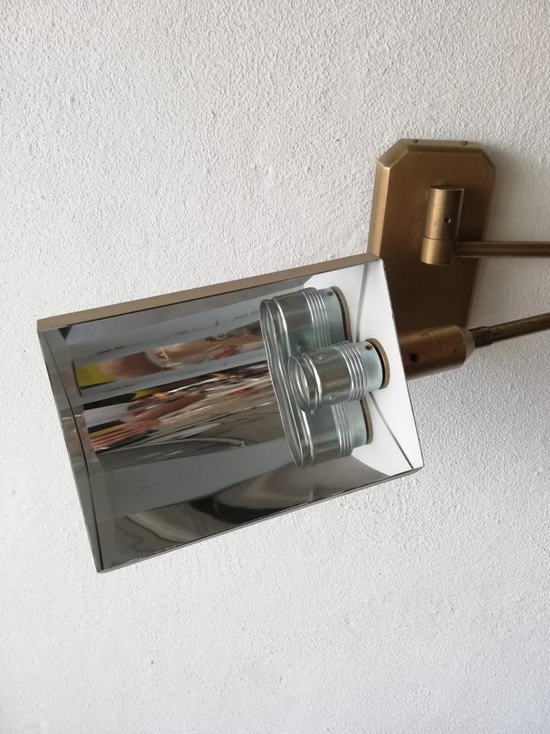 70s Full Brass   Metal 2 Adjustable Joint Wall Sconce By Form Leuchte photo for sale