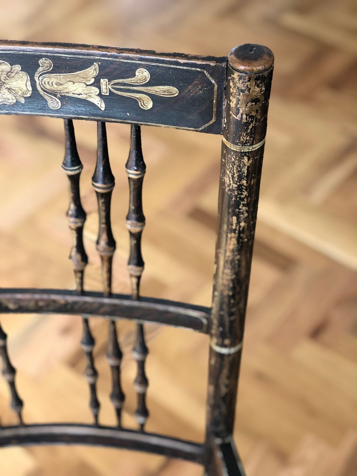 450.0 Regency Rocking Armchair In Original Paint. Rare Antique Country Chair. photo