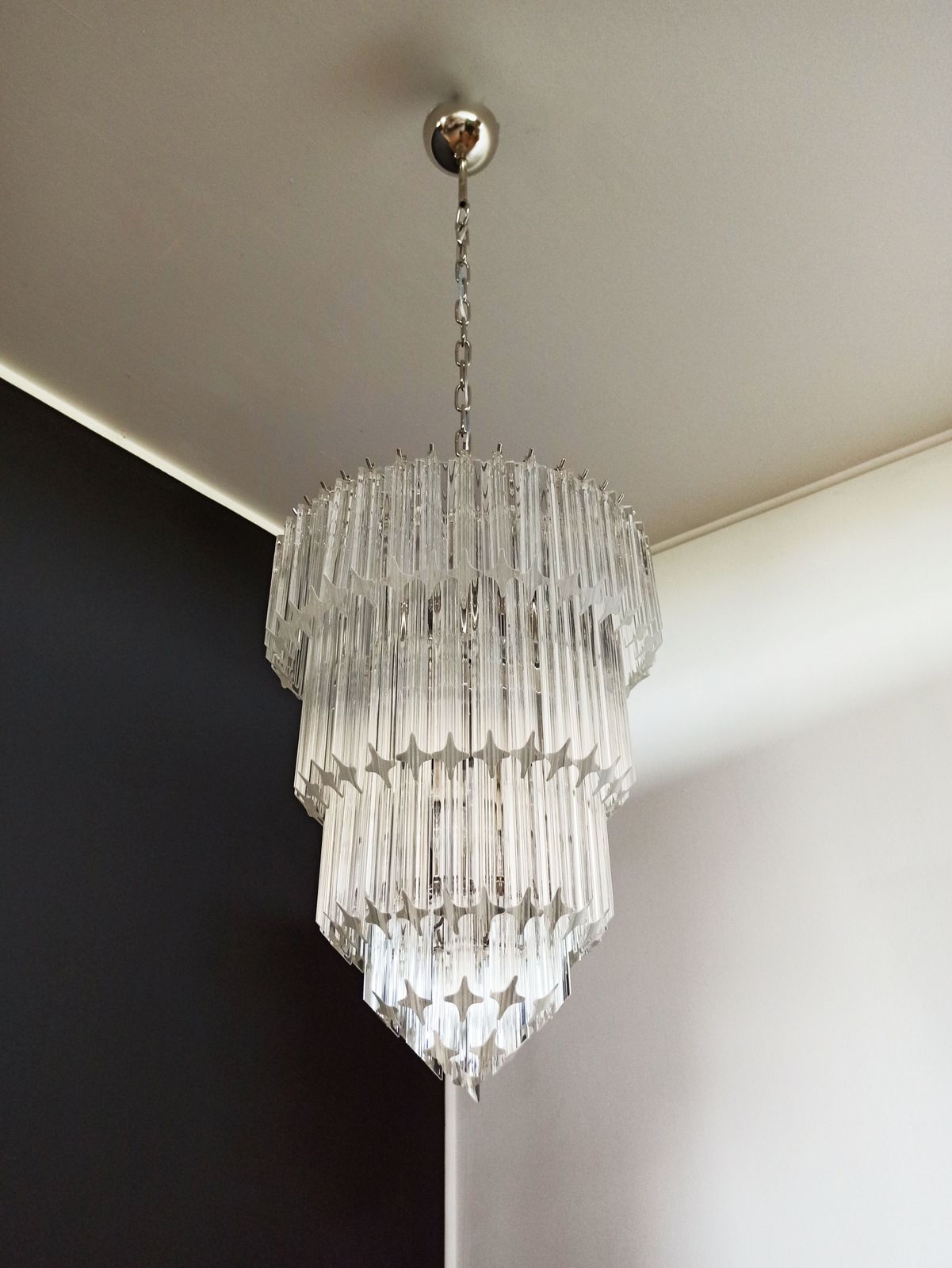 photo vintage Murano Glass Chandelier    112 Trasparent Quadriedri