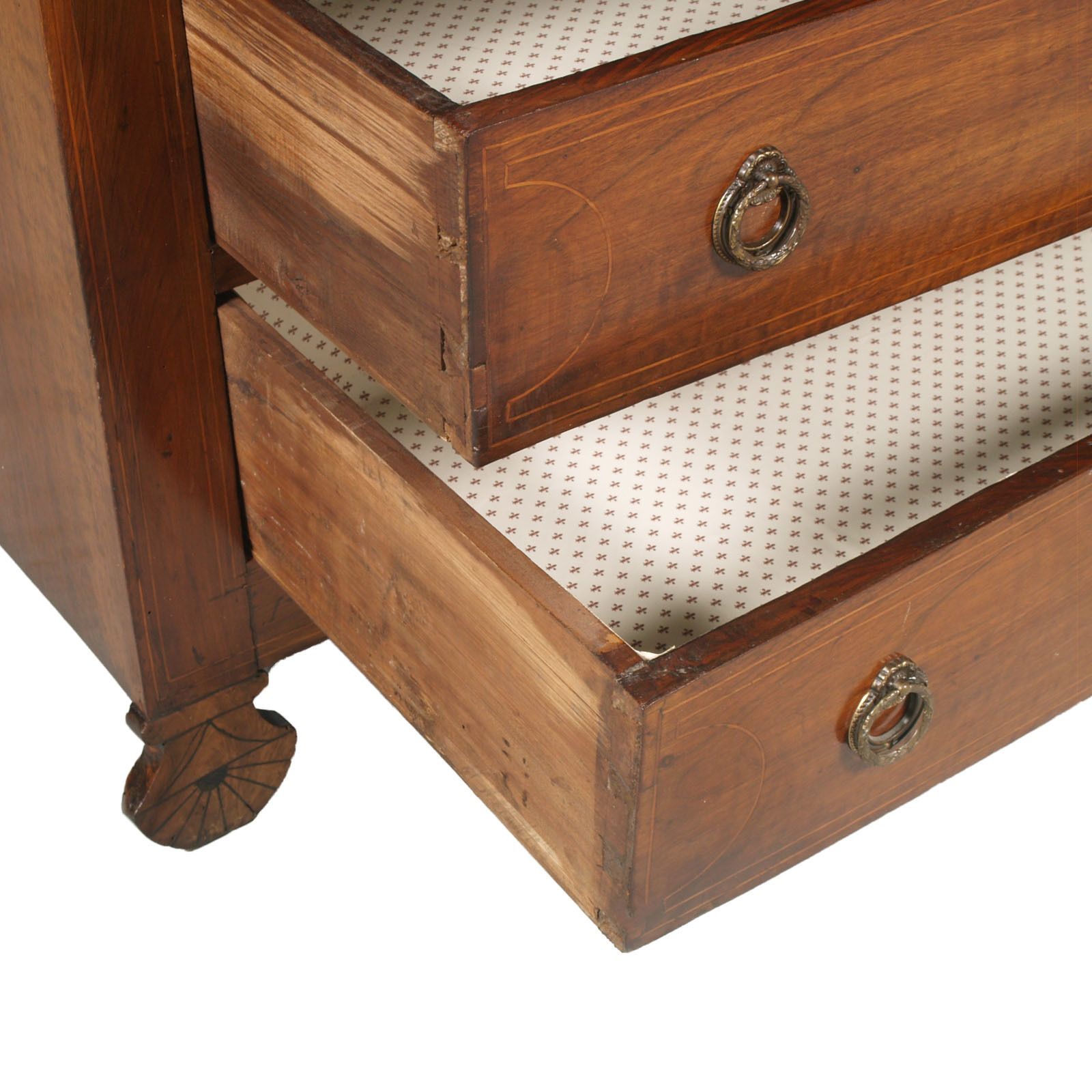 photo furniture 17th Century Lombard Piedmont Area, Chest Of Drawers, Commode,  Inlaid Walnut Wax Polished