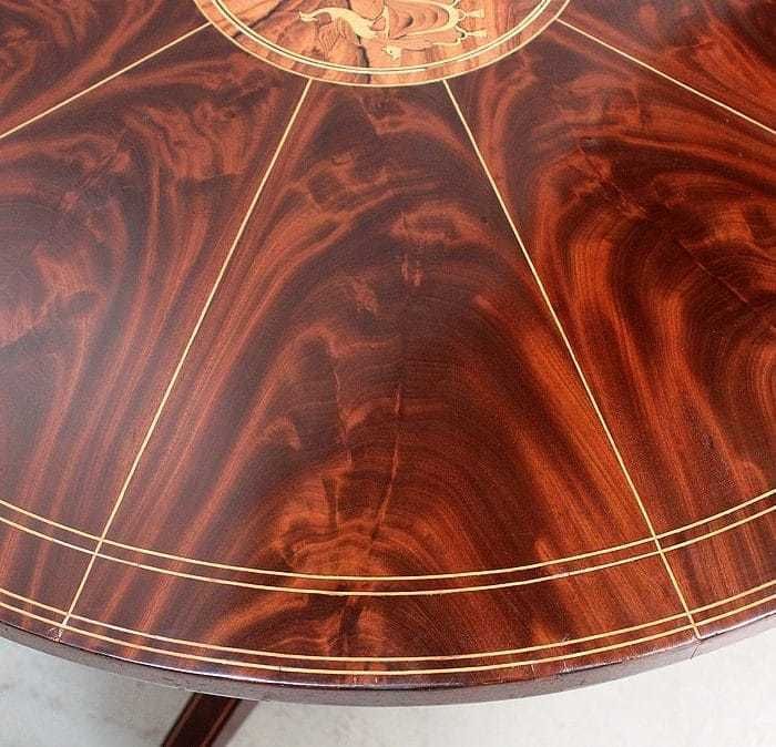 Furniture Burr Mahogany Veneer And Marquetry Pedestal Table, Charles X Period   Early 19th Century photo