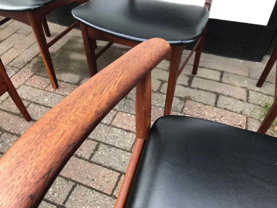 Arne Hovmand Olsen King And Queen Dining Chairs In Teak, Jutex 1950s, Set Of 6 photo buy