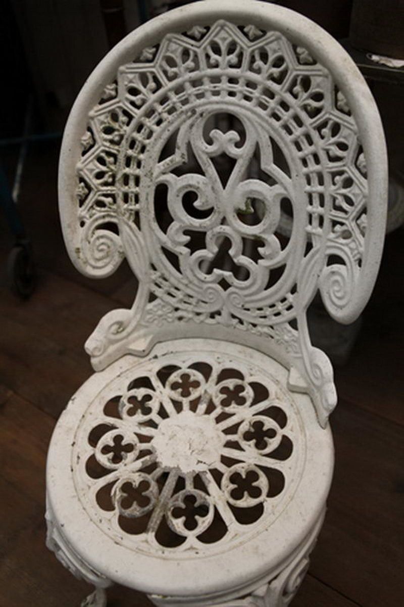 Pair Of Cast Aluminium Garden Chairs With Original Paint photo Garden Furniture