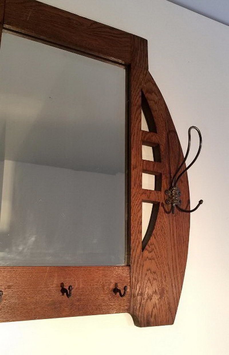 Art & Crafts Interesting Oak And Brass Mirror photo 750.0