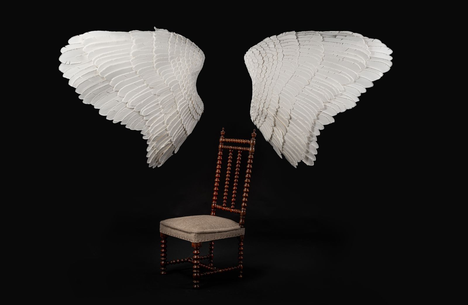 The Angel Wings. Stunning & Unique Pair Of Handmade Paper Feather Wall Art Sculptures.