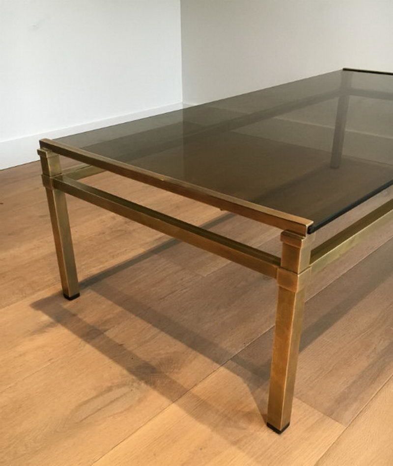 In The Style Of Paul Mc Cobb. Modernist Brass Coffee Table. Circa 1970 photo vinterior