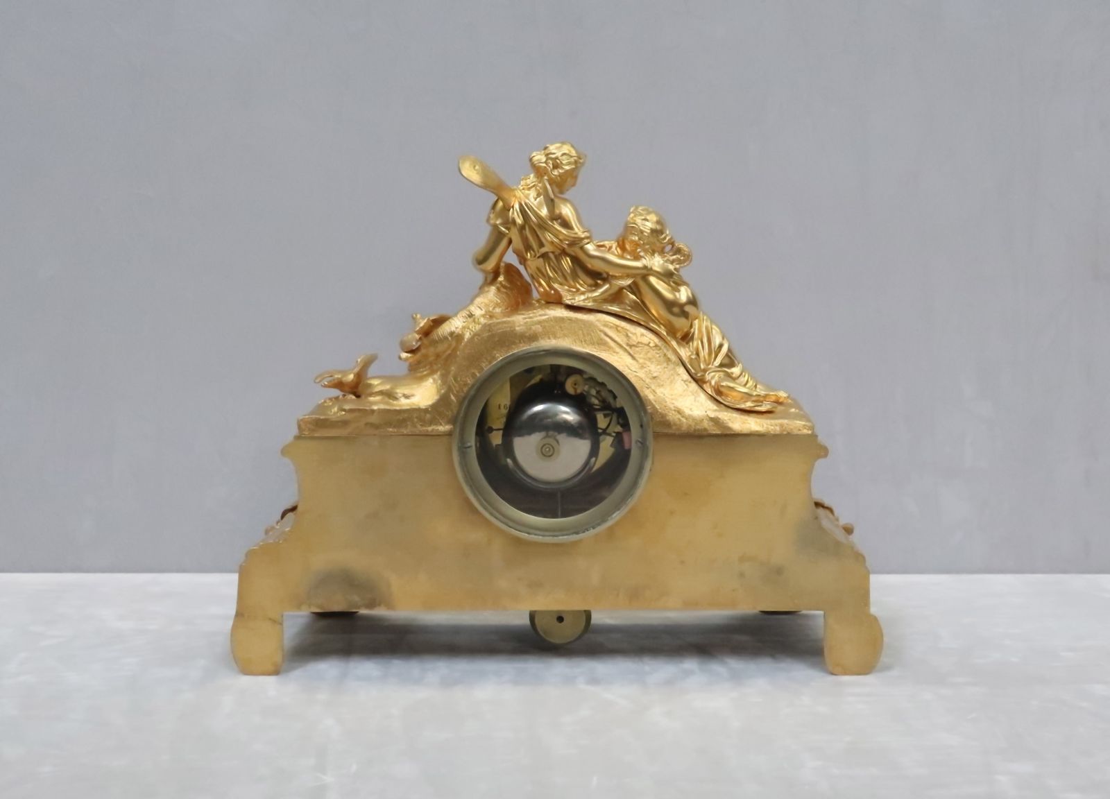French Victorian Bronze Gilt And Porcelain Mantel Clock By Vincenti photo vintage