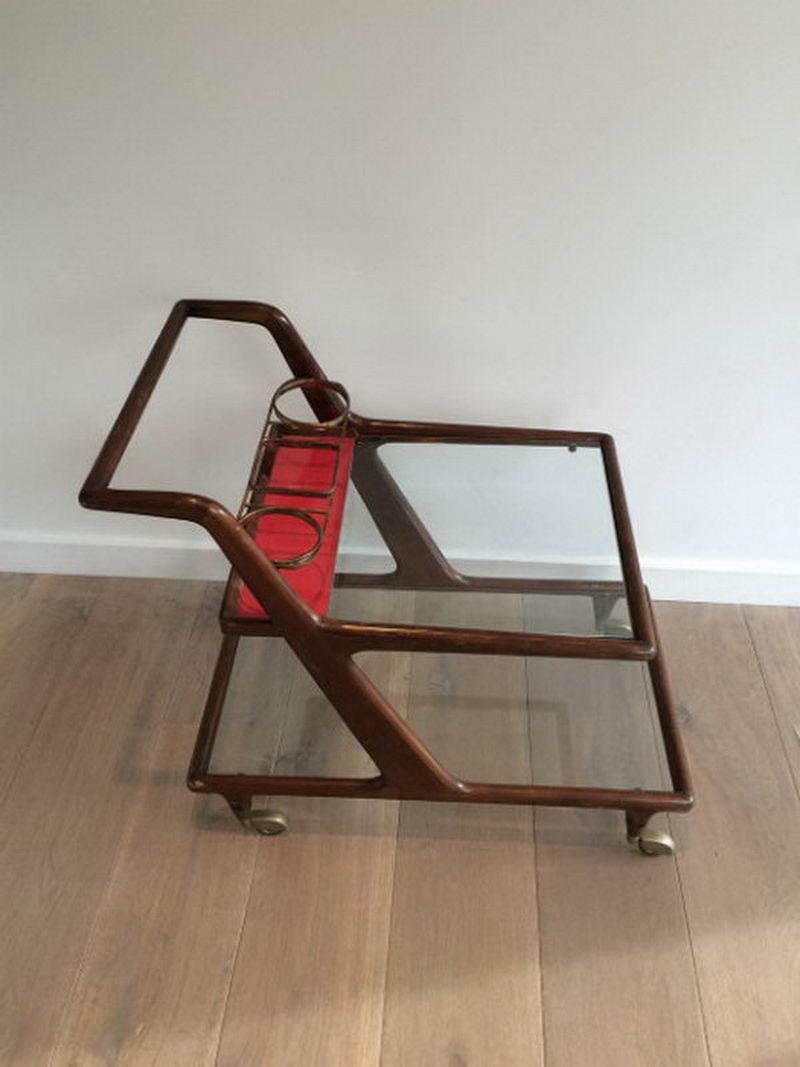 Italian Wood, Brass And Glass Trolley. Circa 1950 photo Furniture