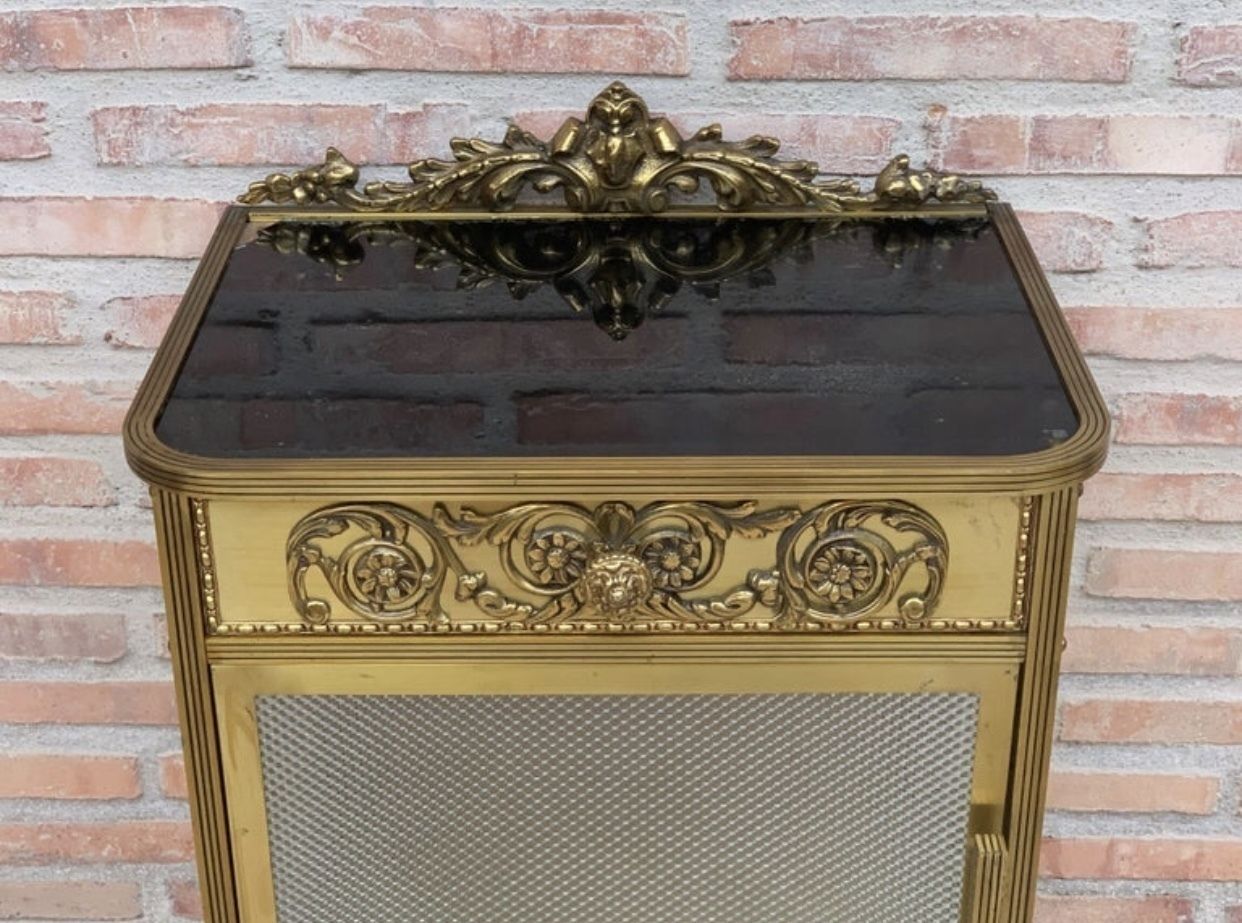 Mid Century Modern Single Bronze Vitrine Nightstand With Glass Door And Drawer photo 1992.0