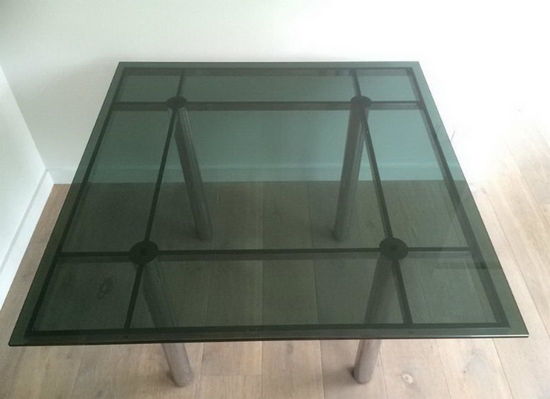 Tobia Scapa. Nice Chrome Design Dining Table. Circa 1970 photo 1440.0