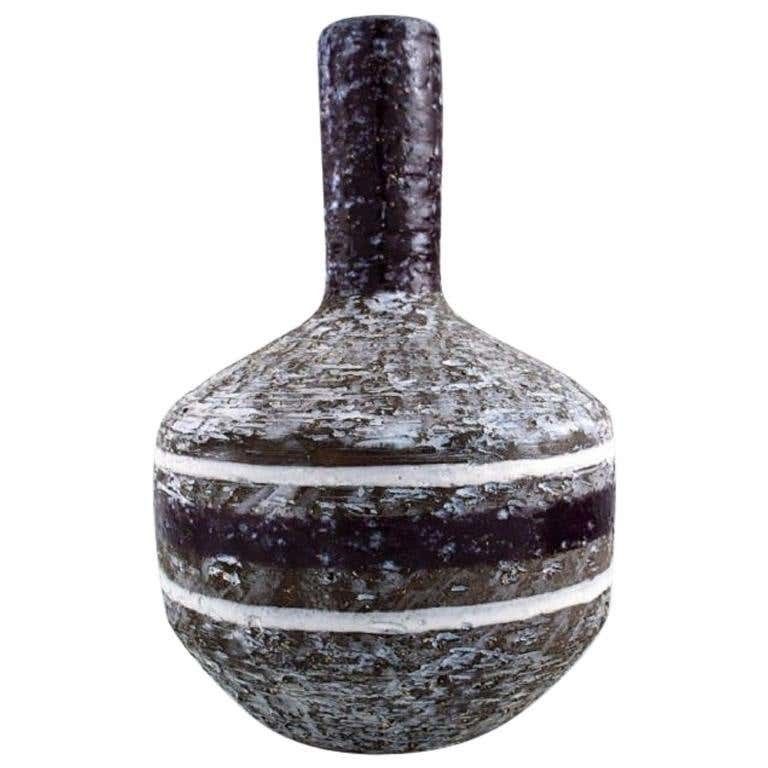 Upsala Ekeby, Sweden, Vase With Narrow Neck In Glazed Ceramics, 1960s