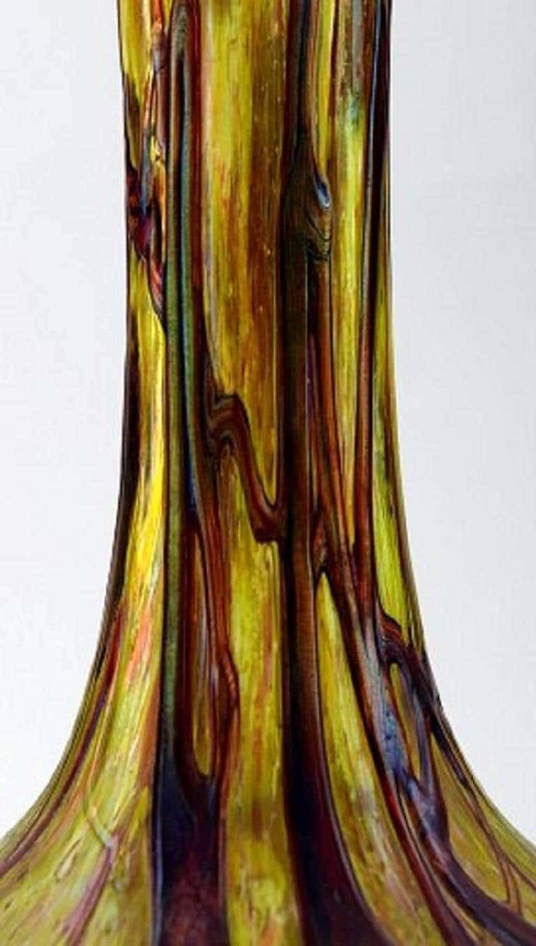 Art Nouveau A Pair Of Large Art Glass Vases, Bronze Fittings, Circa 1900 photo 1256.0