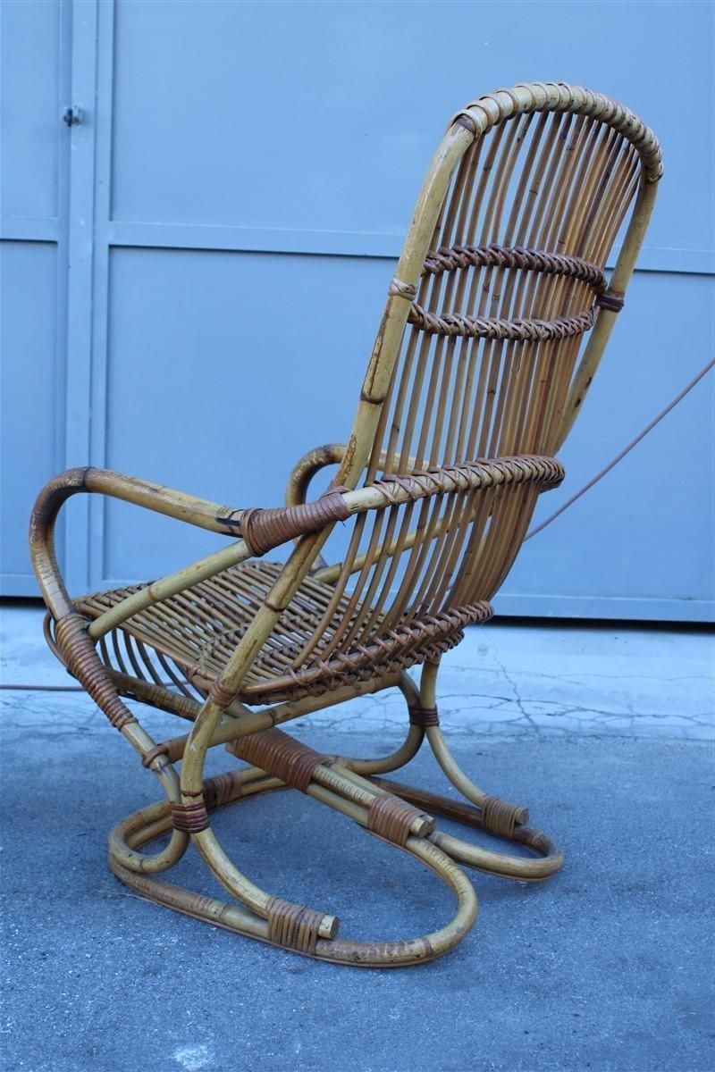 Pair Of Bamboo Armchairs Tito Agnoli 1950s Italian Design photo for sale