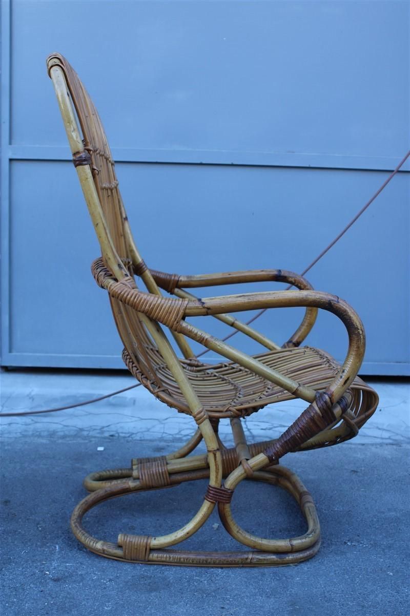 Pair Of Bamboo Armchairs Tito Agnoli 1950s Italian Design photo vintage
