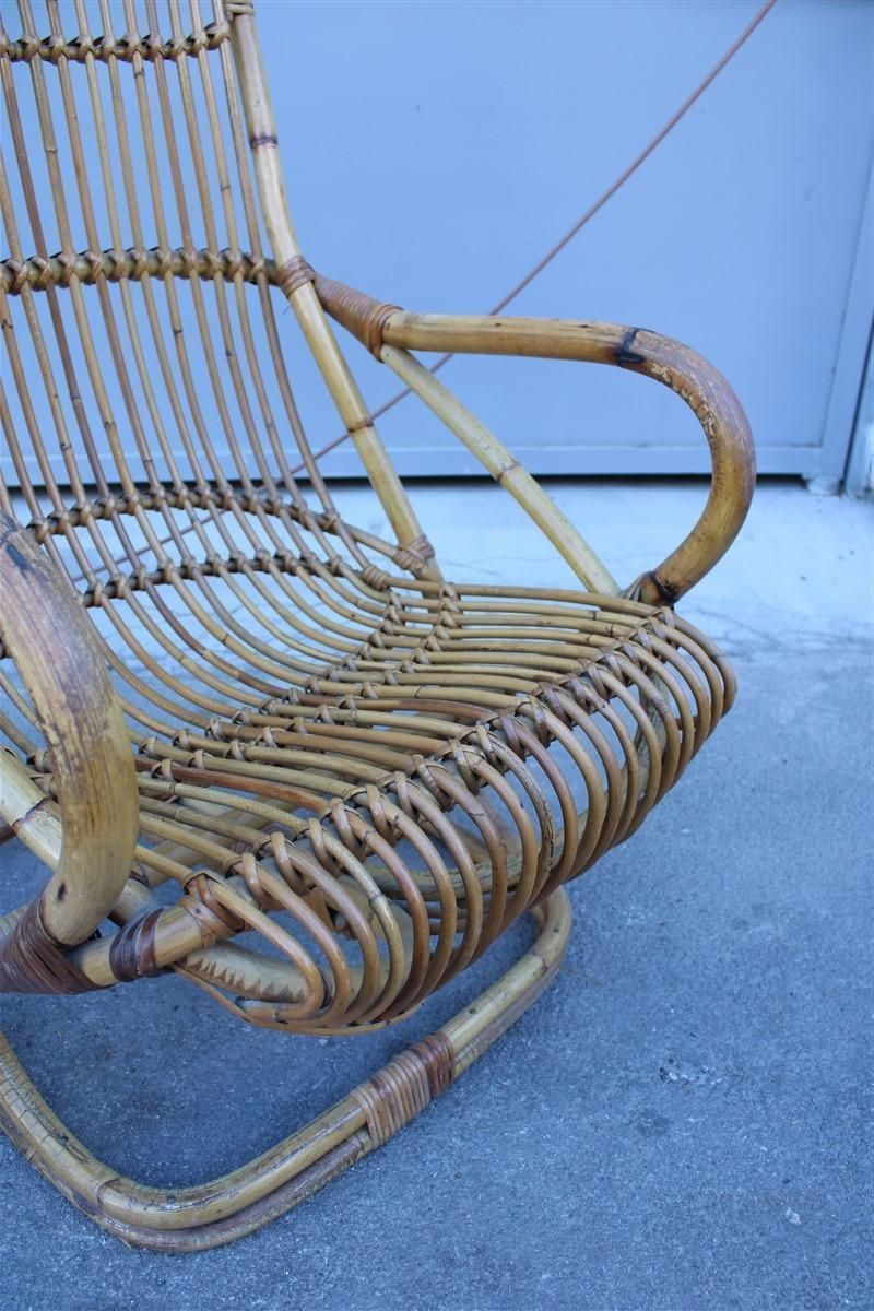 photo for sale Pair Of Bamboo Armchairs Tito Agnoli 1950s Italian Design