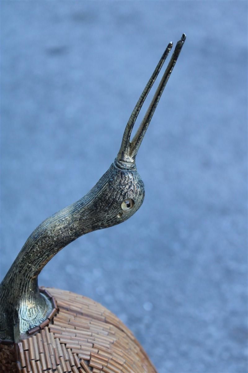 Heron 1970s Italian Design Golden Metal And Bamboo Cane Fabrics photo buy