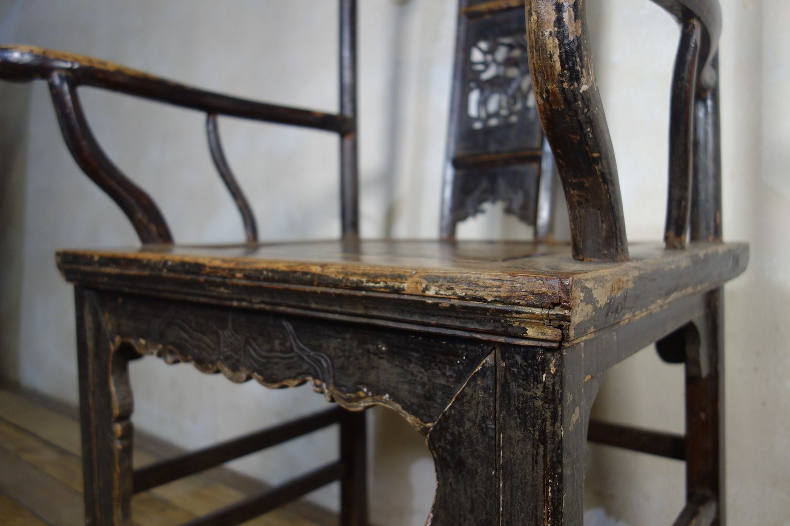 19th Century Elm Chinese Officials Hat Yoke Back Chair photo buy