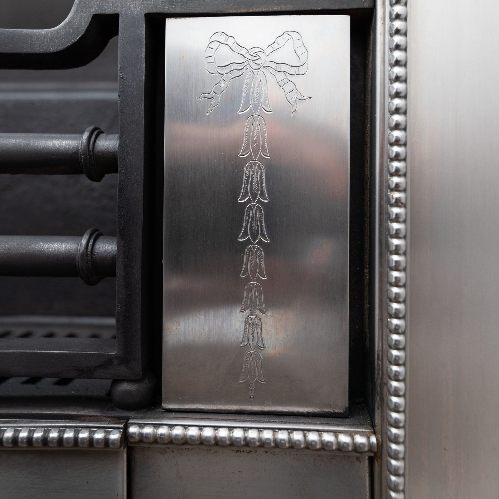 Reclaimed Georgian Style Polished Steel Register Grate In The Manner Of Robert Adam photo vintage