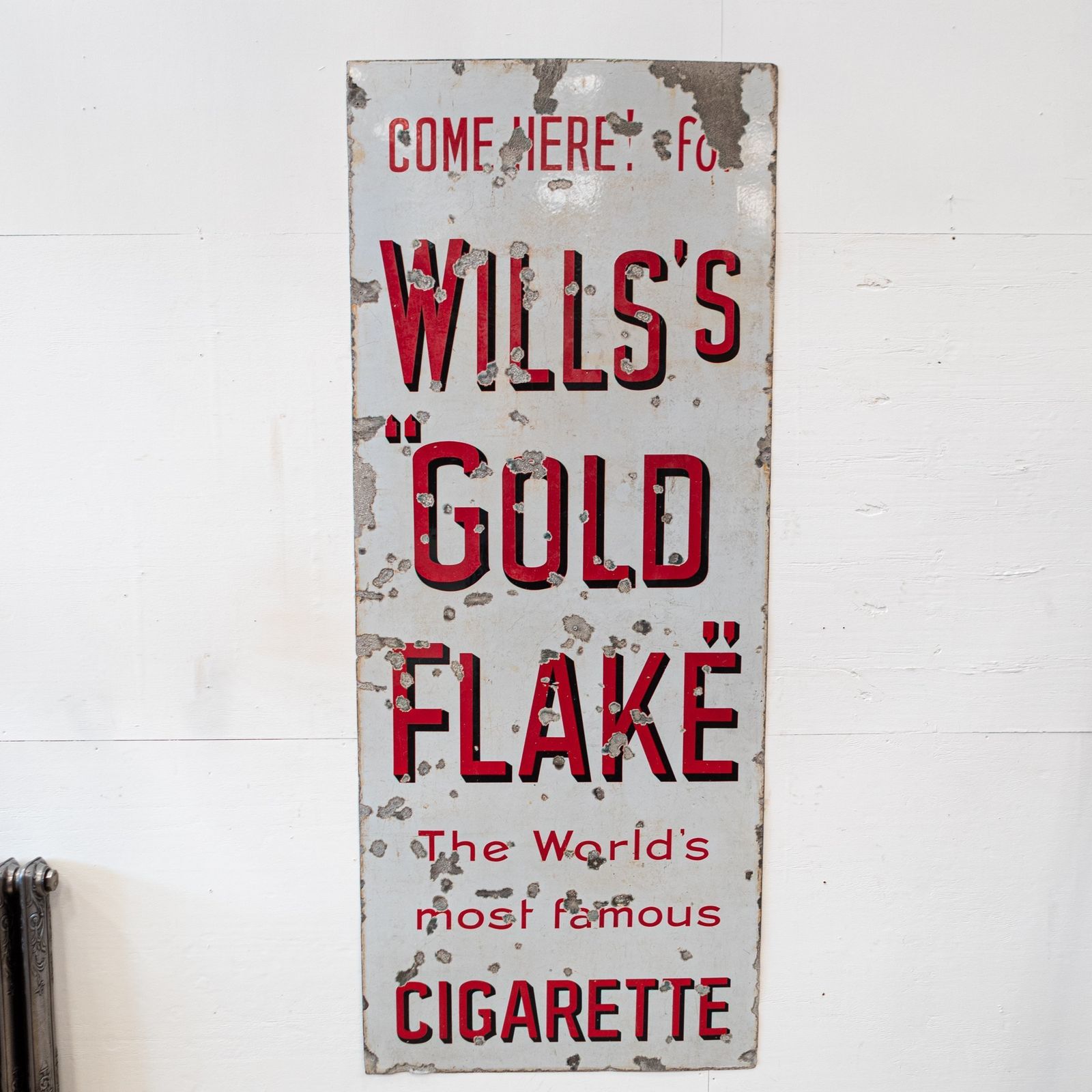 photo for sale Large Vintage Enamel Advertising Sign: Will's Gold Flake Cigarette