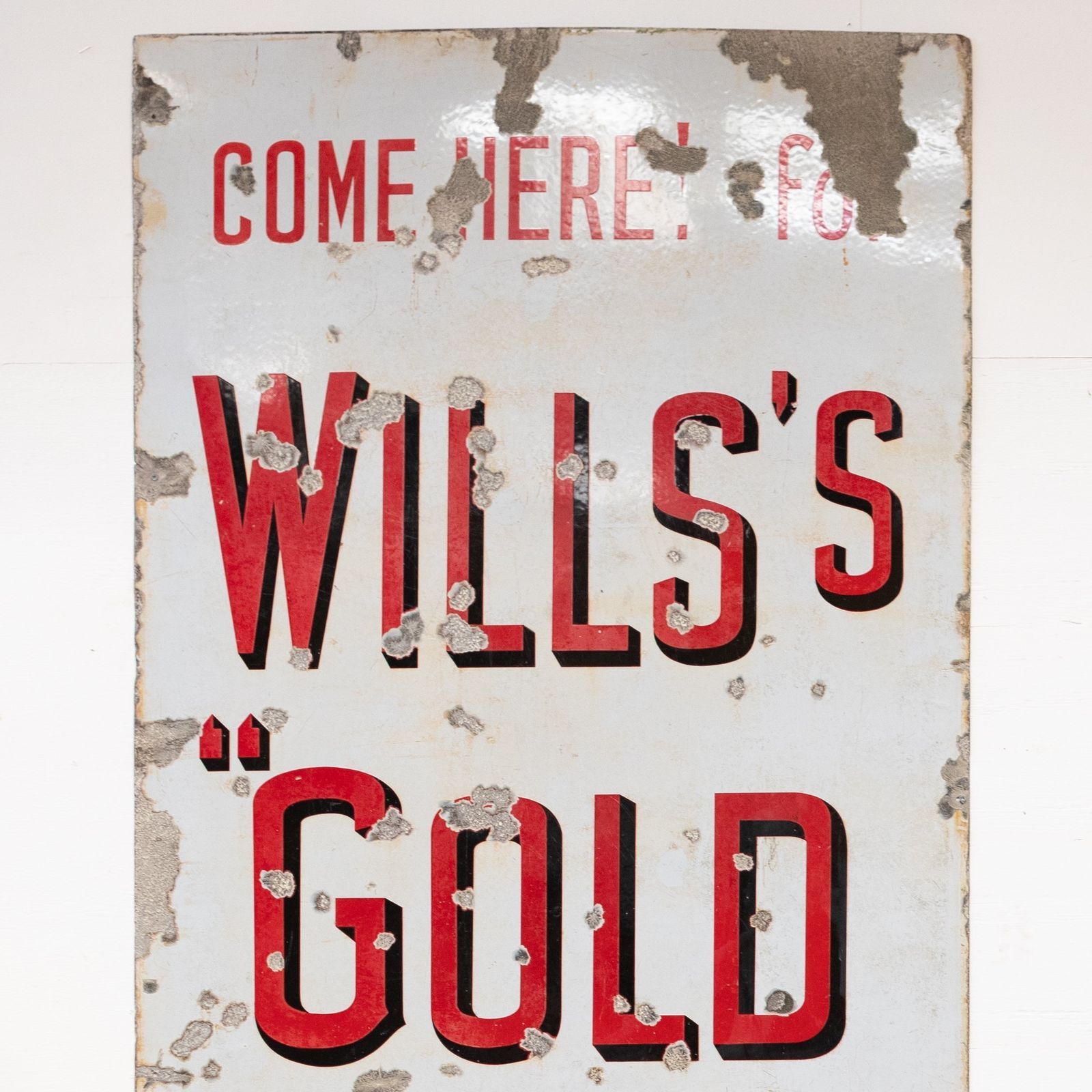Home Decor Large Vintage Enamel Advertising Sign: Will's Gold Flake Cigarette photo