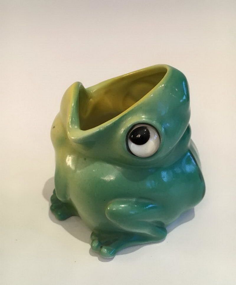 In The Style Of Marcel Sandoz. Stylish Frog In Porcelain. Signed Rx 1913. Circa 1910 photo vinterior