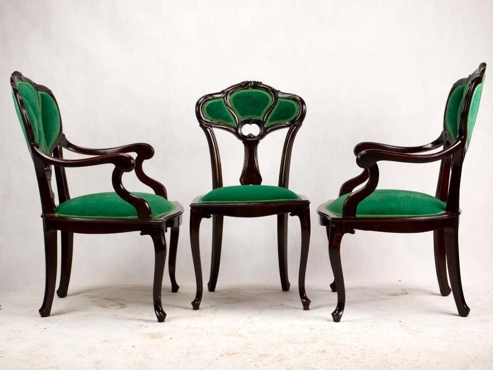 Set Of Three Hand Carved Art Nouveau Chairs, Circa 1900 photo furniture