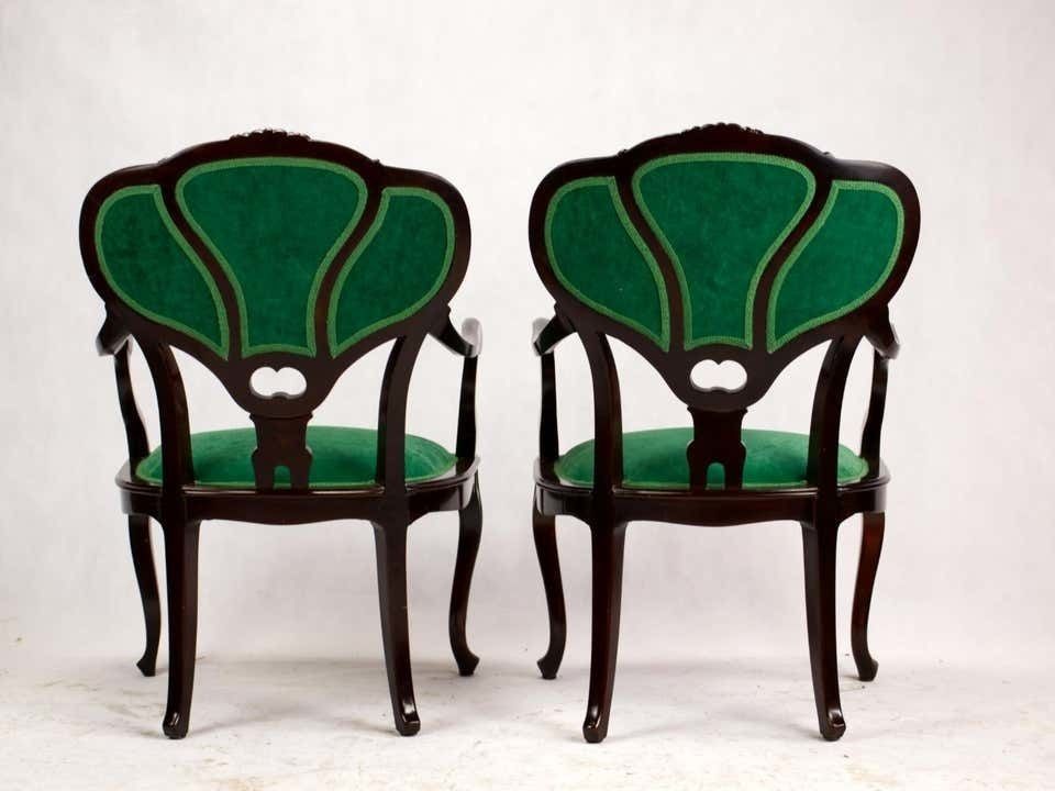 Set Of Three Hand Carved Art Nouveau Chairs, Circa 1900 photo vinterior
