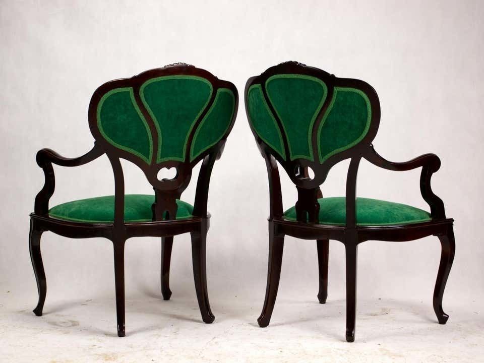 Set Of Three Hand Carved Art Nouveau Chairs, Circa 1900 photo buy
