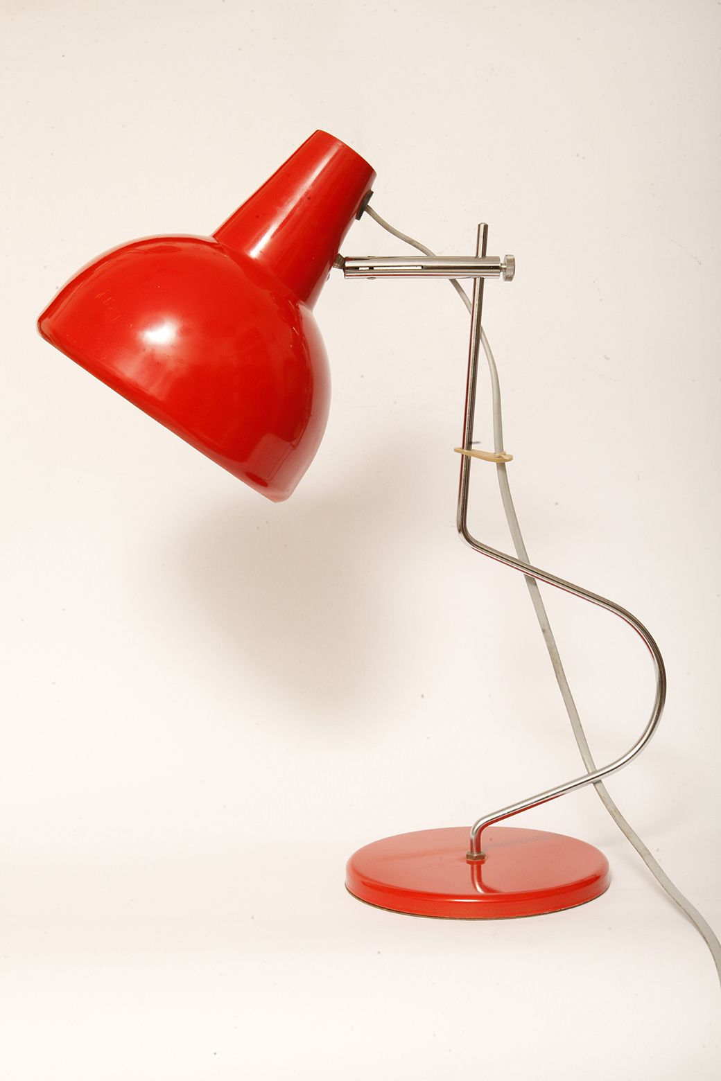 Red Metal Desk Lamp  By Josef Hůrka For Lidokov, Czechoslovakia, 1960s photo for sale