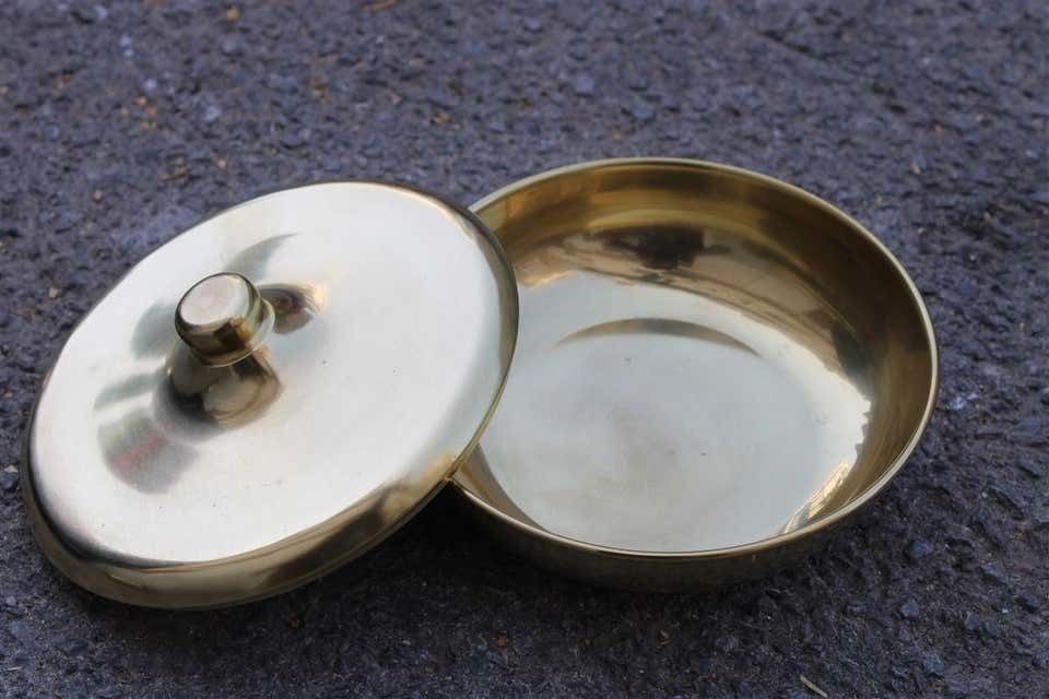 Tobacco Box From The 1970s Italian Design Solid Brass
