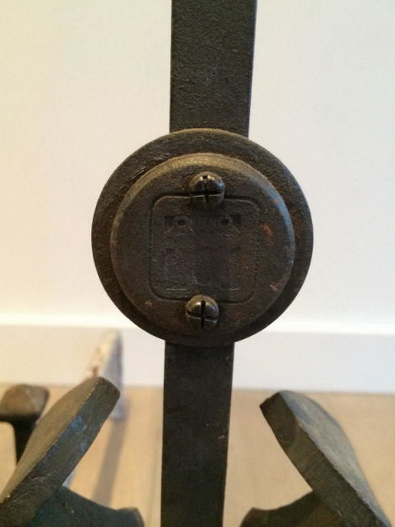 Pair Of Art And Craft Iron Andirons. Circa 1900 photo buy