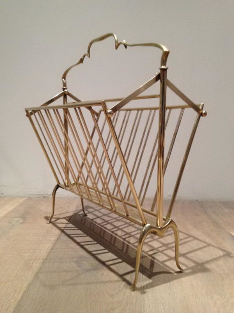 Brass Folding Magazine Rack. French. Circa 1960
