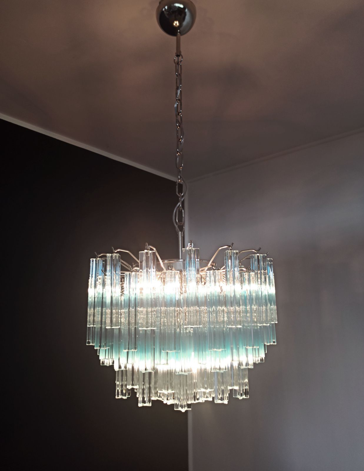 photo for sale Gorgeous Murano Vintage Chandelier – 107 Quadriedri Blue Shade